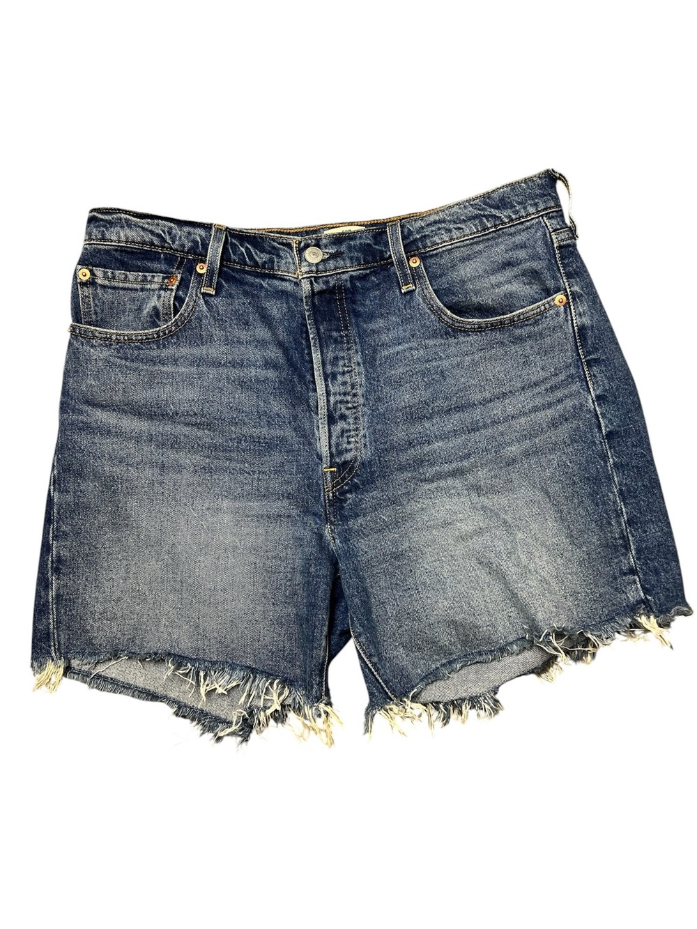 Levi’s 501 Mid Thigh Raw-Hem Denim Shorts Women’s Size 33